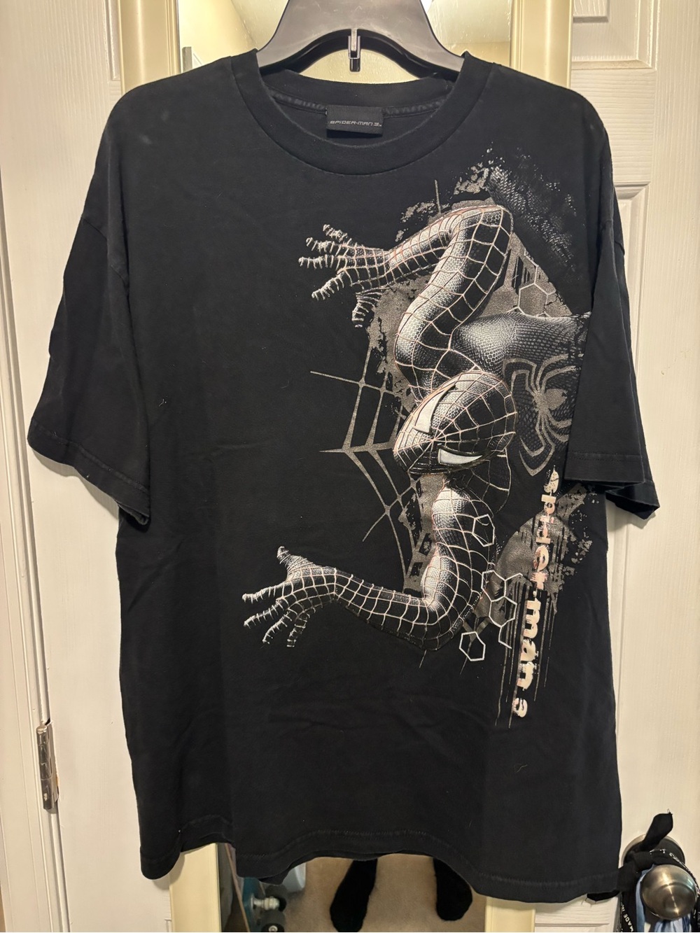 Spiderman Black Tee with Silver Graphic